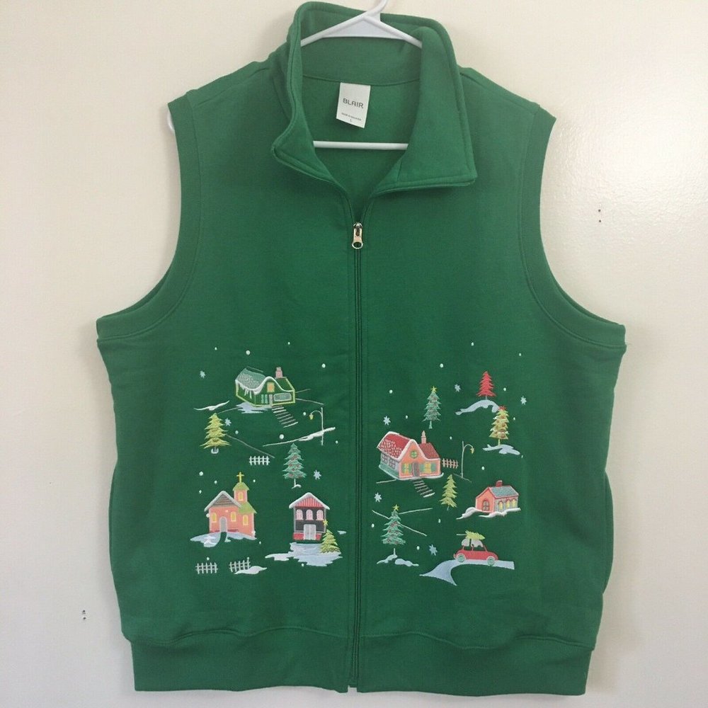 Blair Embroidered Green Vest Zip Up